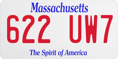 MA license plate 622UW7