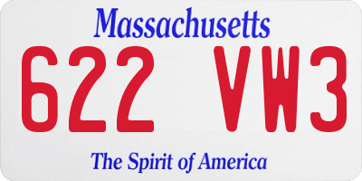 MA license plate 622VW3