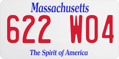 MA license plate 622WO4