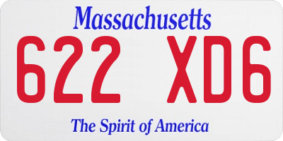 MA license plate 622XD6