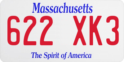 MA license plate 622XK3