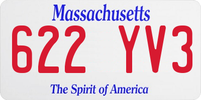 MA license plate 622YV3