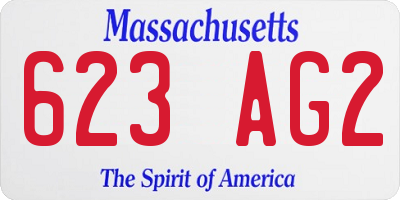 MA license plate 623AG2