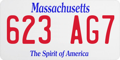 MA license plate 623AG7