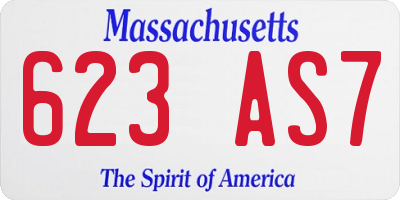 MA license plate 623AS7
