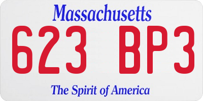 MA license plate 623BP3