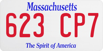 MA license plate 623CP7
