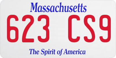 MA license plate 623CS9