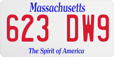 MA license plate 623DW9