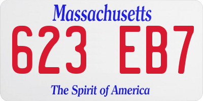 MA license plate 623EB7