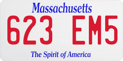 MA license plate 623EM5