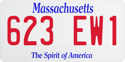 MA license plate 623EW1