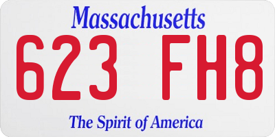 MA license plate 623FH8