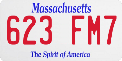MA license plate 623FM7