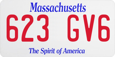 MA license plate 623GV6
