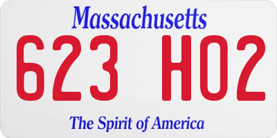 MA license plate 623HO2