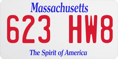 MA license plate 623HW8