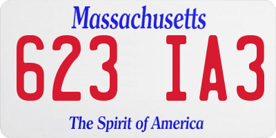 MA license plate 623IA3