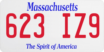 MA license plate 623IZ9