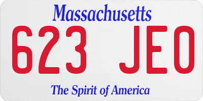 MA license plate 623JE0