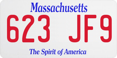 MA license plate 623JF9