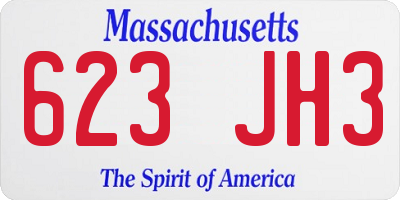 MA license plate 623JH3