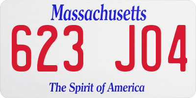 MA license plate 623JO4