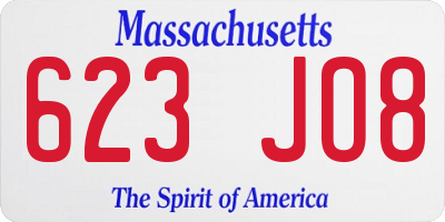 MA license plate 623JO8