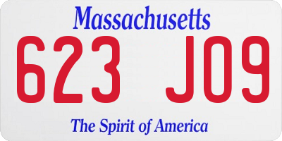 MA license plate 623JO9
