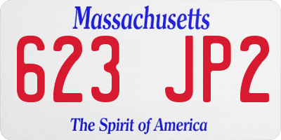 MA license plate 623JP2