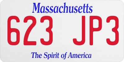 MA license plate 623JP3