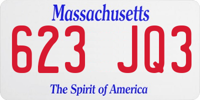 MA license plate 623JQ3