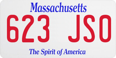 MA license plate 623JS0
