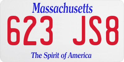MA license plate 623JS8
