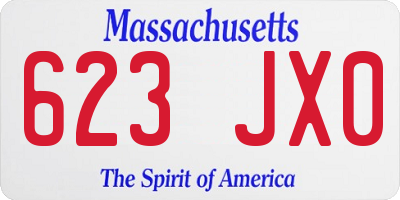 MA license plate 623JX0