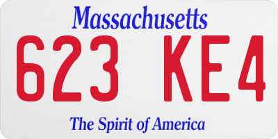 MA license plate 623KE4