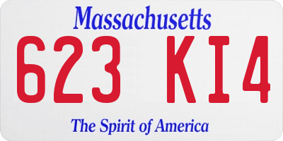 MA license plate 623KI4