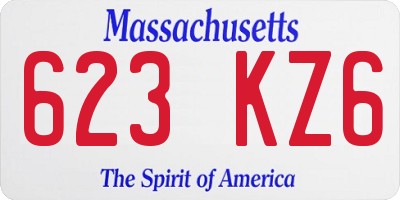 MA license plate 623KZ6