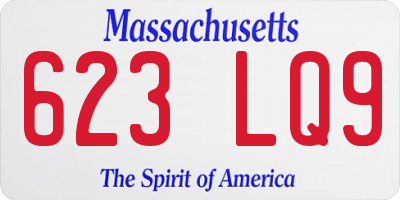 MA license plate 623LQ9