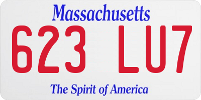 MA license plate 623LU7
