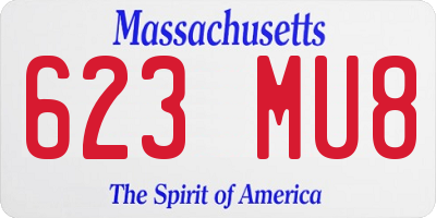 MA license plate 623MU8