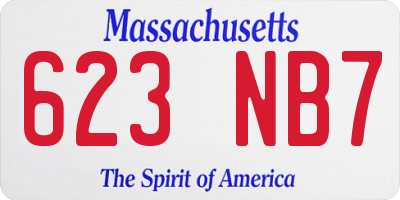 MA license plate 623NB7