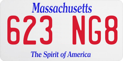 MA license plate 623NG8