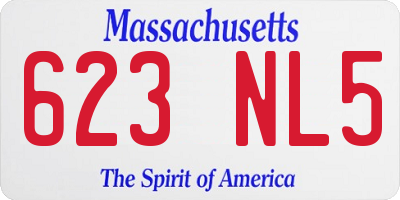 MA license plate 623NL5