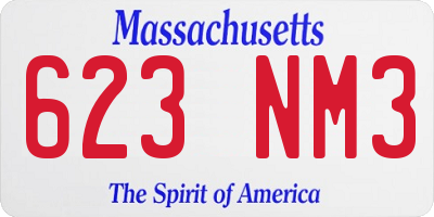 MA license plate 623NM3