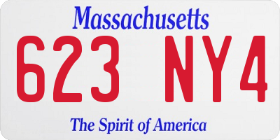 MA license plate 623NY4