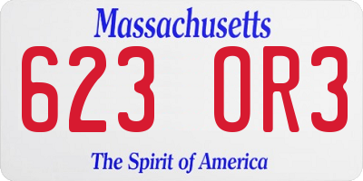 MA license plate 623OR3