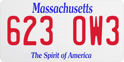 MA license plate 623OW3