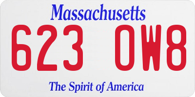 MA license plate 623OW8