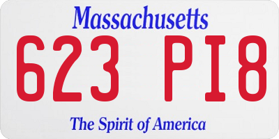 MA license plate 623PI8